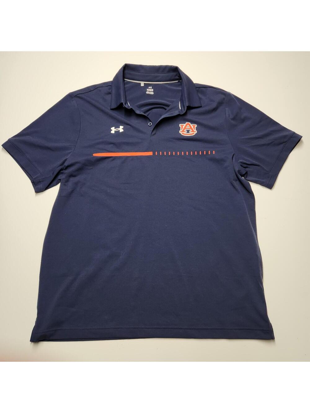 Under Armour Auburn Tigers Polo Shirt Mens LG Blue HeatGear Athletic NCAA